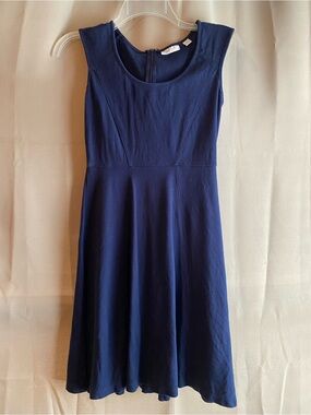 New York & Company Navy Sleeveless Scoop-Neck Midi Dress